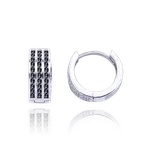 MINET Zlaté náušnice kroužky z bílého zlata s černými zirkony Au 585/1000 2,50g JMG0260BSE00