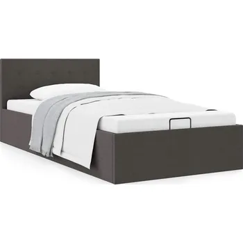 Postel vidaXL Rám postele s úložným prostorem tmavě šedý textil 90 x 200 cm