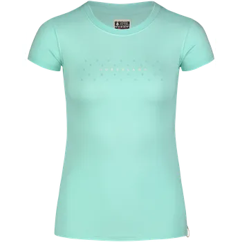 Dámské tričko Dámské bavlněné tričko NORDBLANC STICKER NBFLT8146 SVĚTLE ZELENÁ 34