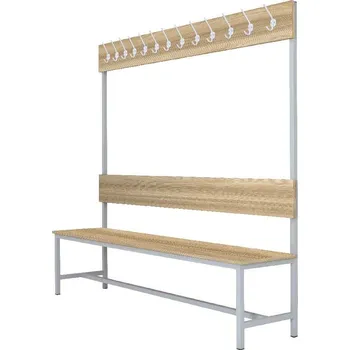 Šatní skříň Šatní lavice s 13 věšáky kov-lamino, délka 2000 mm, šedá - jasan Blonde Surfside + doprava zdarma