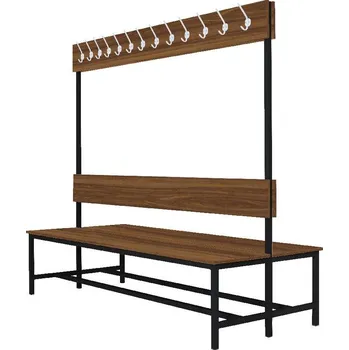 Šatní lavice oboustranná s 26 věšáky kov-lamino, délka 2000 mm, černá - ořech + doprava zdarma