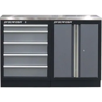 Sestava dílenských skříněk Procarosa PROFI TGC-130500 Pracovní deska:: nerezová