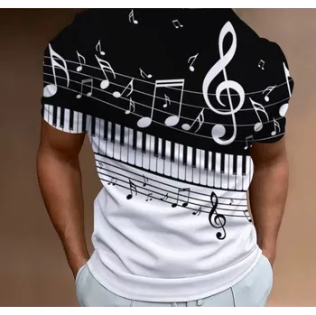 Tričko s hudebním potiskem XL - klaviatura a notová osnova