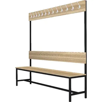 Šatní skříň Šatní lavice s 8 věšáky kov-lamino, délka 1200 mm, černá - jasan Blonde Surfside + doprava zdarma