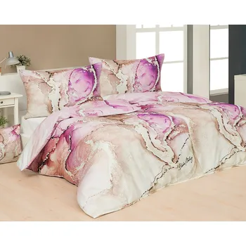 Povlečení Matějovský Blanka Matragi Pramen růžové/béžové 140 x 200, 70 x 90 cm zipový uzávěr