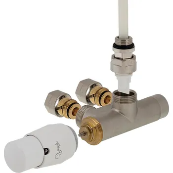 Hlavice pro radiátor Hydronix základní připojovací sada jednobodová 351 ventilů termostatická, rohová Varianta: Levá, Barva připojovací sady: Nikl, Spojka připojovací sady: Pex-Al-Pex 16x2mm