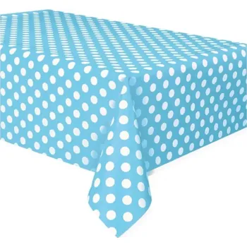 Jednorázový ubrus Plastový party ubrus modrý s puntíky 137 x 214 cm