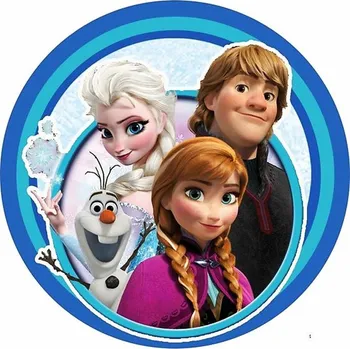 Jedlá dekorace na dort Jedlý tisk na fondánový list kruh motiv "Frozen" průměr 20 cm