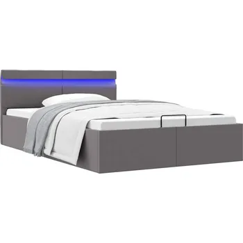 Nábytek vidaXL Rám postele LED s úložným prostorem šedý umělá kůže 140x200 cm