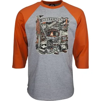 Pánské tričko Pánské tričko INDEPENDENT "CRUST 3/4 BASEBALL TOP" šedý melír-oranžová Barva: Šedý melír-oranžová, Velikost: XL