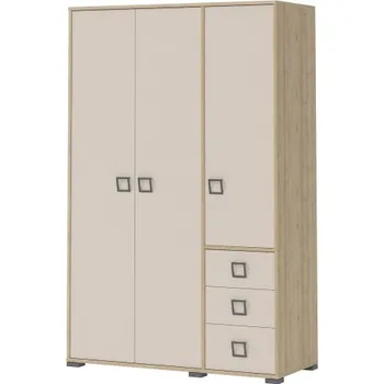 Šatní skříň Třídveřová kombinovaná šatní skříň II Sloane - buk/béžová