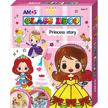 Výtvarná barva AMOS Sada Barvy na sklo - PŘÍBĚHY PRINCEZEN - barvy + sklíčka