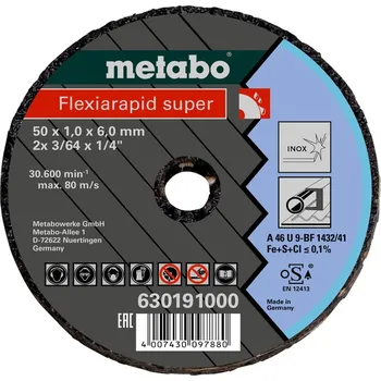 Řezný kotouč Metabo Flexiarapid Super Řezný kotouč pro nerezovou ocel 50x1,0x6,0630191000 free_store_pickup