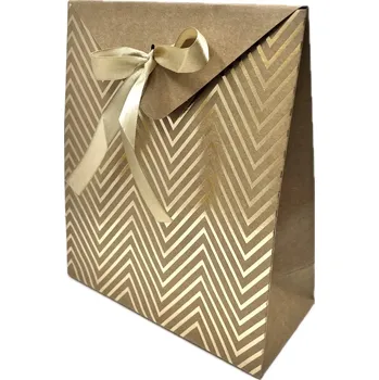 Dárková taška Dárková taštička s mašlí zlatá 18x21x8 cm
