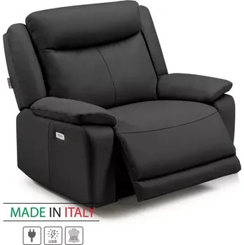 Křeslo Kožené křeslo CONTINENTAL s elektrickou funkcí relax 1P, elektrické, černá (nero 308)