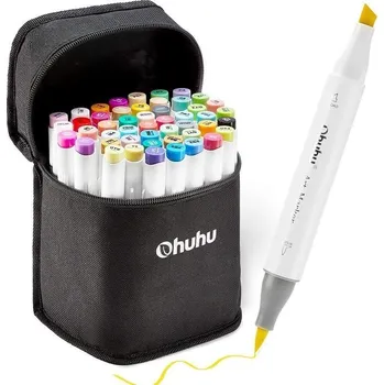 Ohuhu Brush Chisel oboustranné popisovače 48 ks + blender