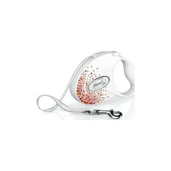 Vodítko pro psa FLEXI Vodítko Glam Splash Orient Tape 3 m s elementy Swarovski® bílé/orient vel. S