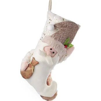 Vánoční dekorace Výprodej - Mikulášská / vánoční punčocha 25x50 cm - krémová nejsvětlejší Varianta: 1 krémová nejsvět., Balení: 1 ks