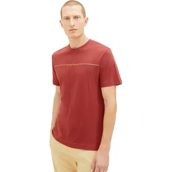 Pánské tričko TOM TAILOR PÁNSKÉ TRIKO S POTISKEM - BORDÓ L