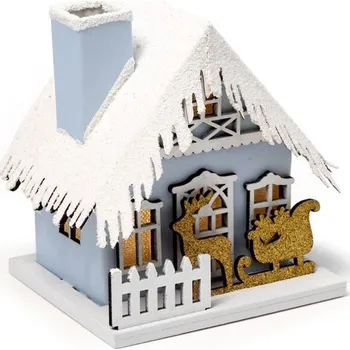 Vánoce Dekorační vánoční domeček LED se zlatými sáněmi