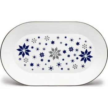 Thun 1794 Mísa oválná, 38 cm, Lea, vánoční modré vločky, platina, Thun