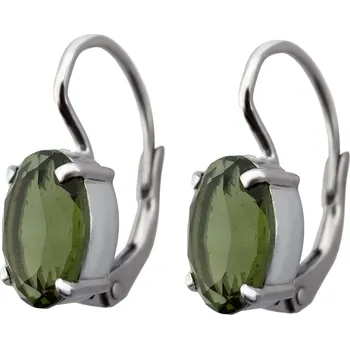 Náušnice Vltavín Moldavite Stříbrné náušnice s vltavíny 0,8 cm x 0,6 cm 0,8 cm x 0,6 cm