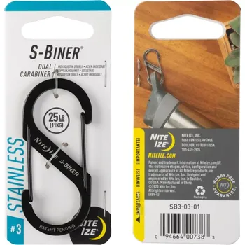 pomocná karabina NiteIze S-Biner #3 černá (Kovová karabina NiteIze S-Biner #3 Černá)
