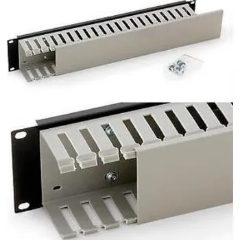 Rozvaděč TRITON 19" vyvazovací panel 2U jednostranná plastová lišta, šedo-černá