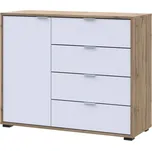 Komoda s dvířky a 4 zásuvkami C1 100 cm Dub taho / Bílý