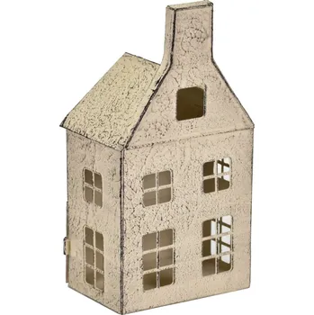 Kovový svícen domek hnědý 26x13x9 cm