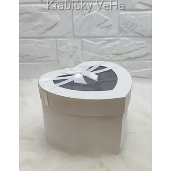 Šperk Dárková krabička srdce s průhledem 18x16x12 cm (Flower box) bílá