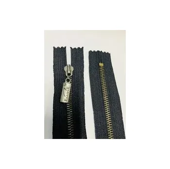 Zip kovový zip staromosaz P6-StMs-030 cm-N-aret-LOGO-černomodrý, doprodej celé balení