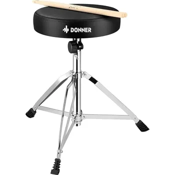 DONNER Adjustable Height Drum Throne With A Pair Maple Mood Drum Sticks