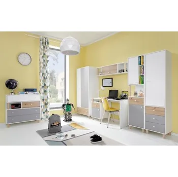 Dětský pokoj Dětský pokoj Rasmus III - bílá/šedá/dub artisan