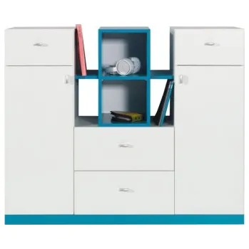 Komoda Komoda Moli 10 - Bílý lux/tyrkys