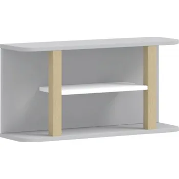 police Nástěnná police Simba - šedá/bílá/dub