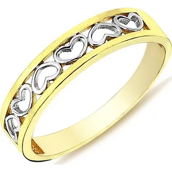 Prsten Lillian Vassago Prsten zdobený srdíčky z kombinovaného zlata LLV98-GR030YW Velikost prstenu: 62