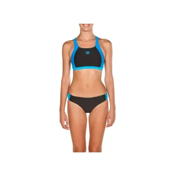 Dámské plavky Arena W Two Pieces Bikini Black/pix Blue/Tyrkys, 38