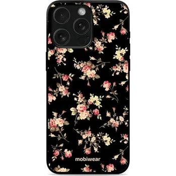 Pouzdro na mobilní telefon Lesklý kryt Mobiwear Glossy - Apple iPhone 15 Pro - G039G - Květy na černé (Prémiové lesklé pouzdro, obal, kryt Mobiwear Glossy na mobil Apple iPhone 15 Pro - G039G - Květy na černé, materiál Plast + TPU silikon - krytí po všech stranách, neošoupatelný)