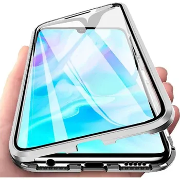 Pouzdro na mobilní telefon Beweare Magnetický oboustranný kryt s tvrzeným sklem na Samsung Galaxy S23 - stříbrný