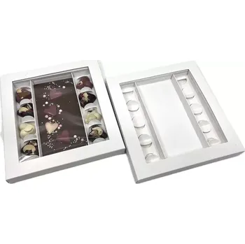 Dárková krabička Dárková krabička bílá na 8 ks pralinek a čokoládu 20,5x19x2 cm