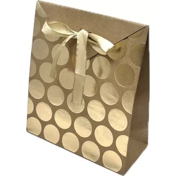 Dárková taška Dárková taštička s mašlí zlatá 18x21x8 cm