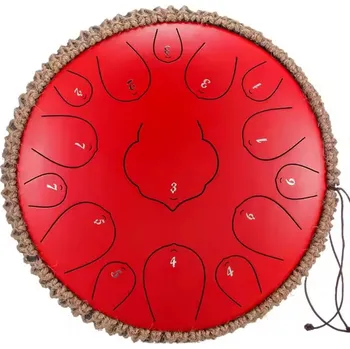 Hütermann Tongue drum - 12,5' (32cm), 13 tónů, C-dur - červený, s příslušenstvím.