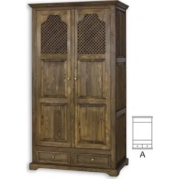 Šatní skříň Selská skříň z masivu SZY 07 A - K03 bílá patina