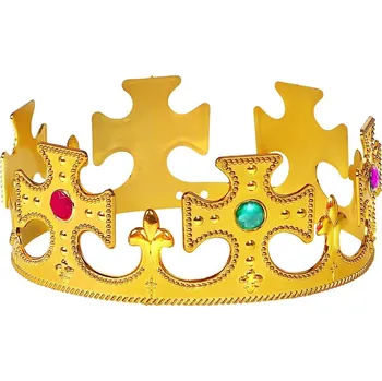 Karnevalový doplněk Zlatá královská koruna s kameny