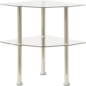 Toaletní stolek zahrada-XL 2patrový odkládací stolek průhledný 38×38×50 cm tvrzené sklo 322793