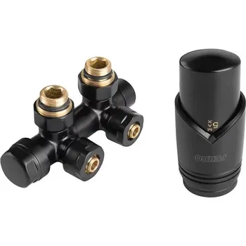 Radiátor Novaservis BLACK připojovací sada ventilů pro středové připojení, rozteč 50mm, černá mat