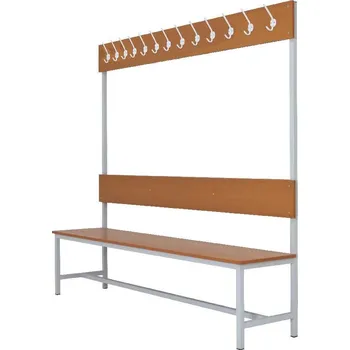 Šatní skříň Šatní lavice s 8 věšáky kov-lamino, délka 1200 mm, šedá - třešeň + doprava zdarma