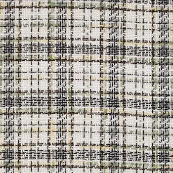 Kabátovina krémová, žluto-zeleno-černé káro, š.150