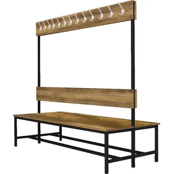 Šatní skříň Šatní lavice oboustranná s 20 věšáky kov-lamino, délka 1500 mm, černá - dub Baroque Amber + doprava zdarma